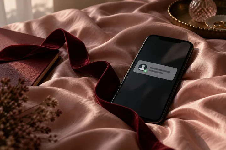 A hand sets one phone aside while another phone shows a new contact notification