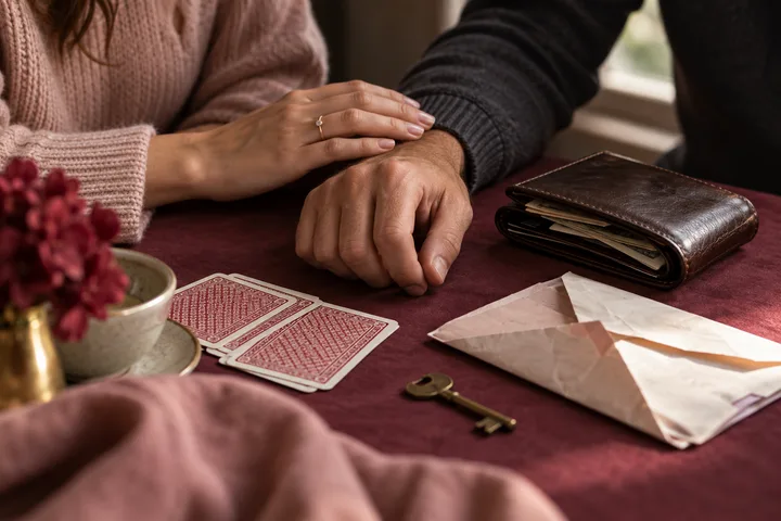 Editorial illustration accompanying: What should I ask before getting serious with a man who gambles or carries hidden debt?