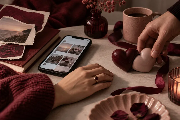 Editorial illustration accompanying: What should I notice when he uses details from my public posts to act like we are a perfect match?